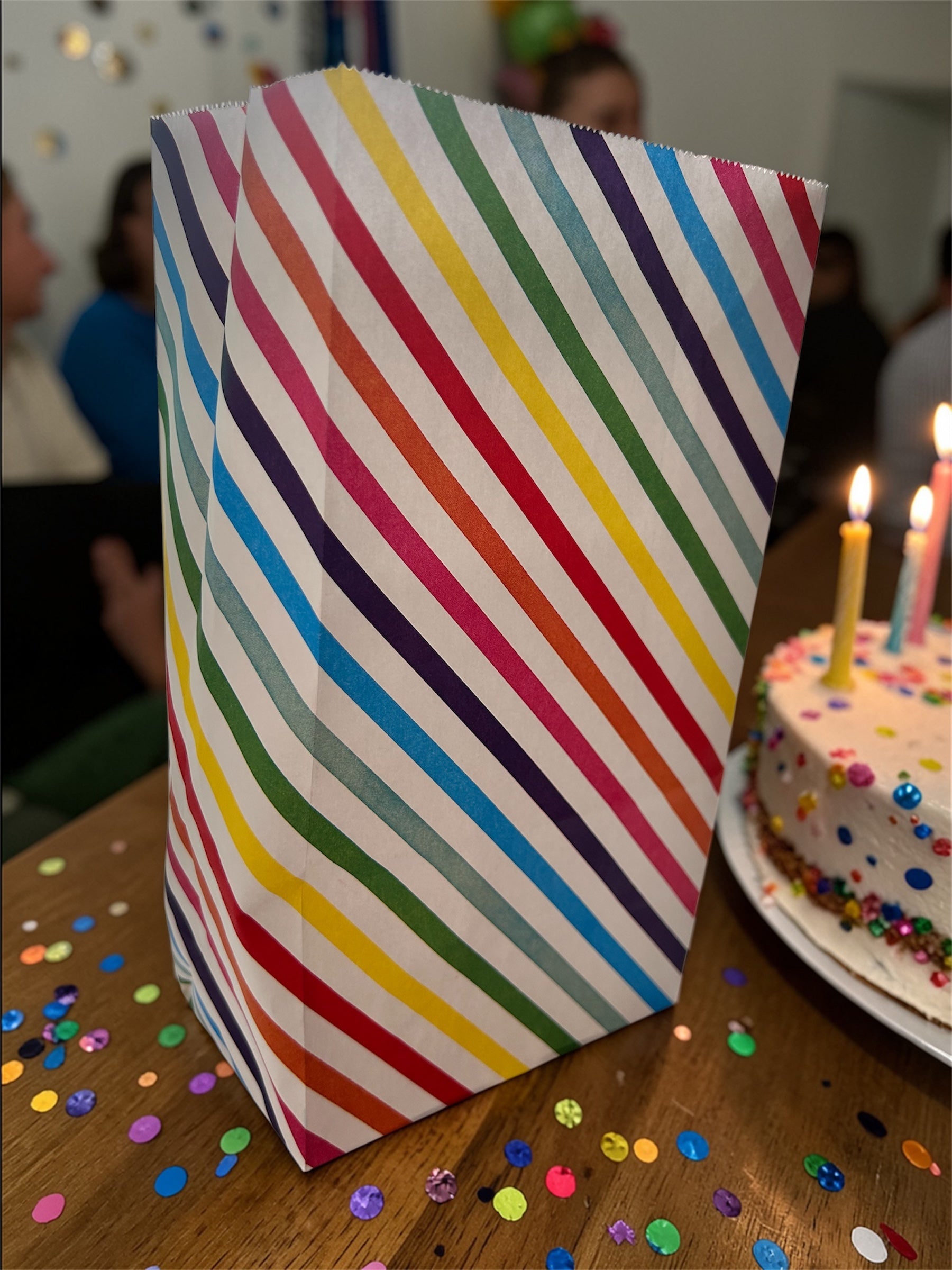 Sachet rayé multicolore