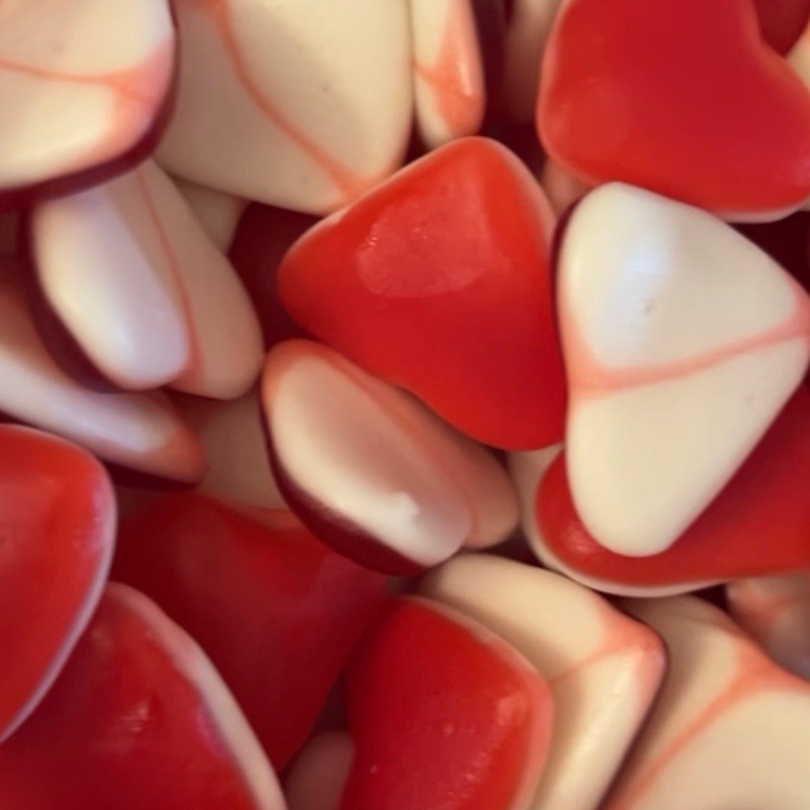 Cœurs rouge et blanc lisses (50 gr ou 100 gr)